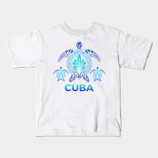 Vintage Cuba Ocean Blue Sea Turtle Souvenirs Kids T-Shirt